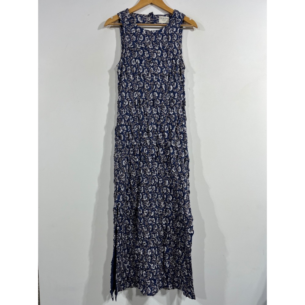 Mirth Boho Dark Cottagecore Floral Smocked Cotton Maxi Dress Large Preppy Resort